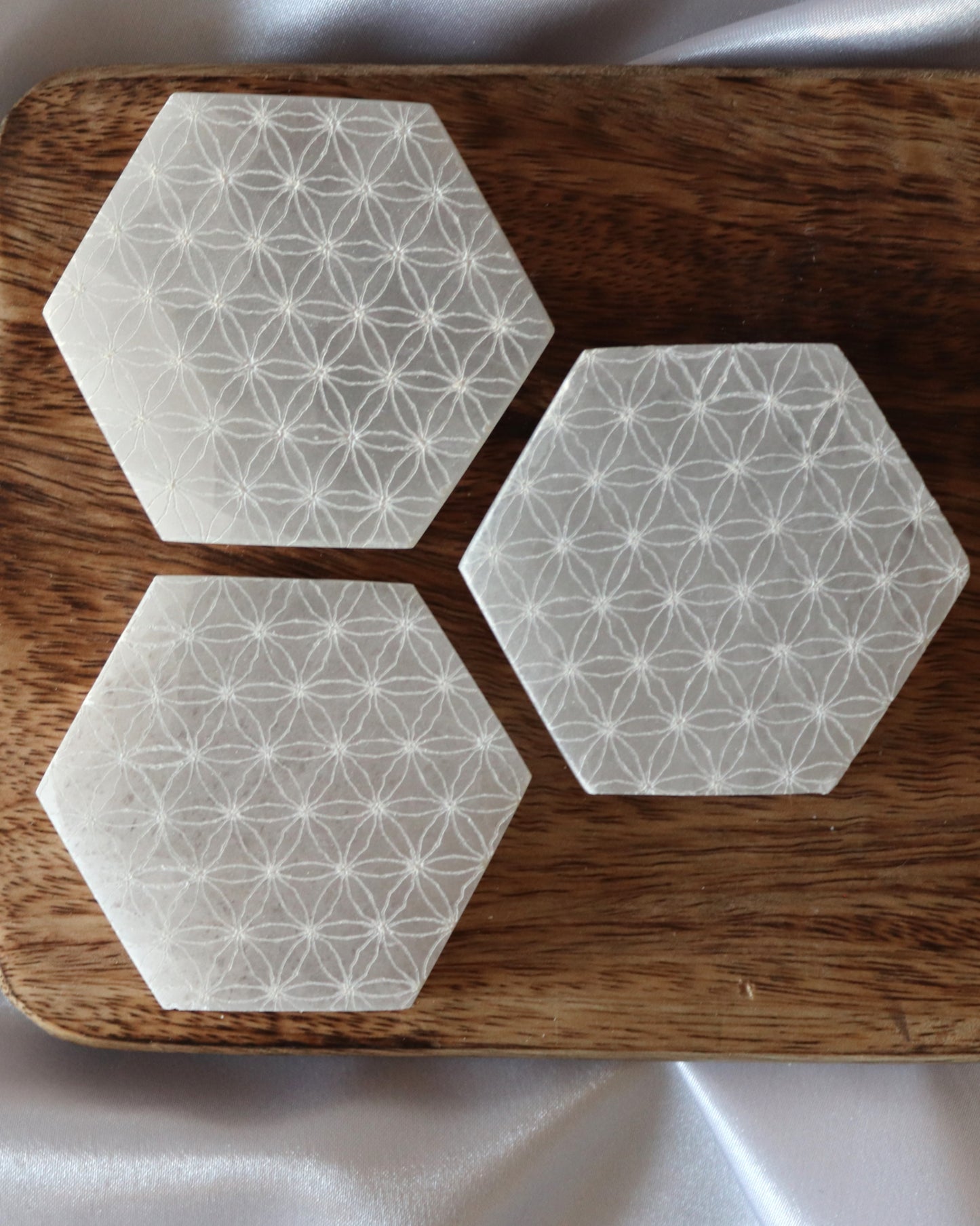 Selenite disc flower of life