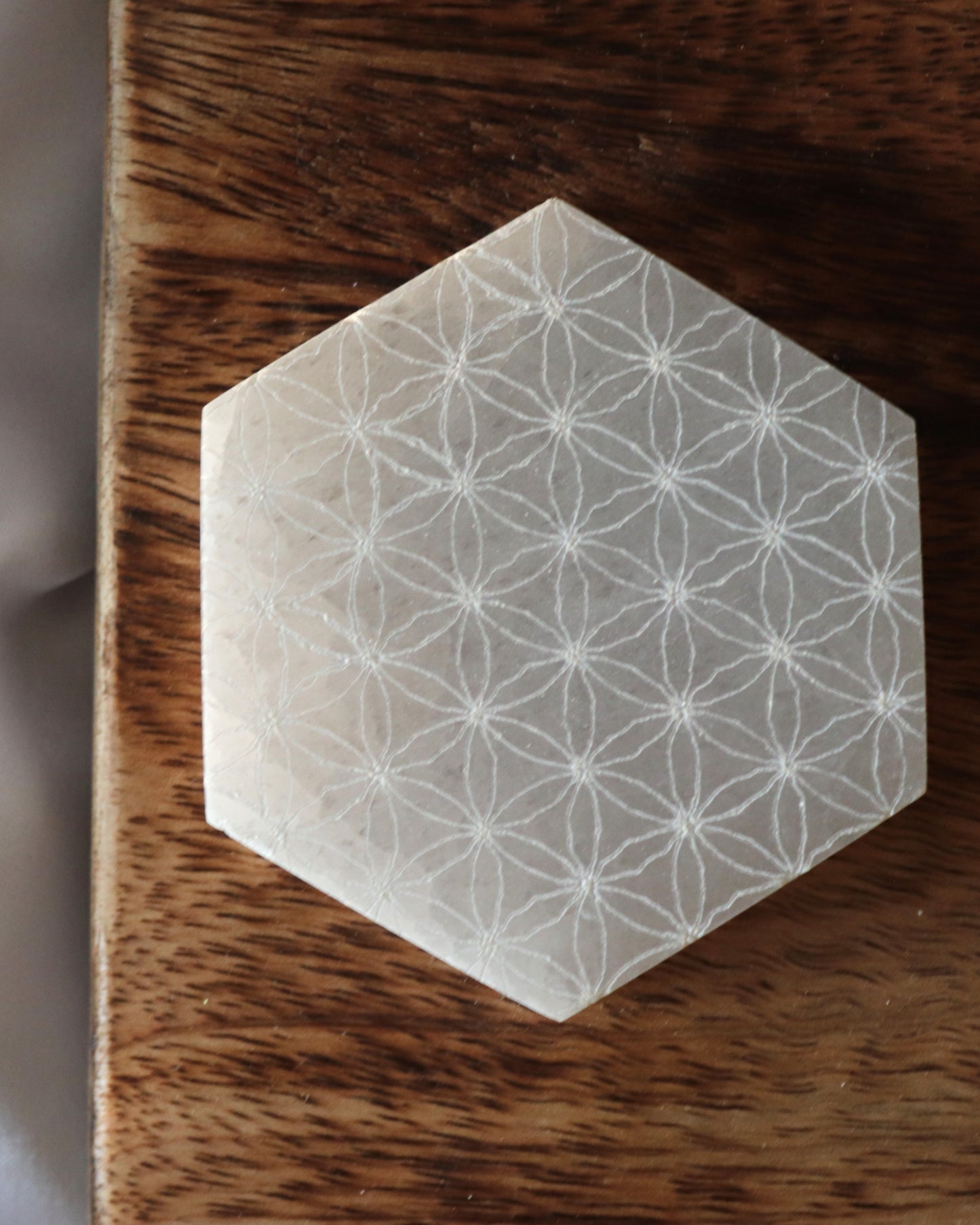 Selenite disc flower of life